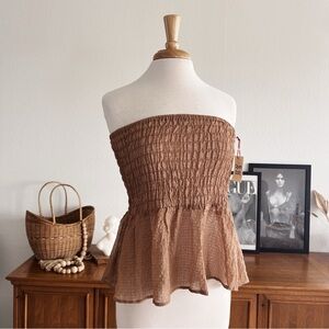 TAN STRAPLESS STRETCHY TOP #0322